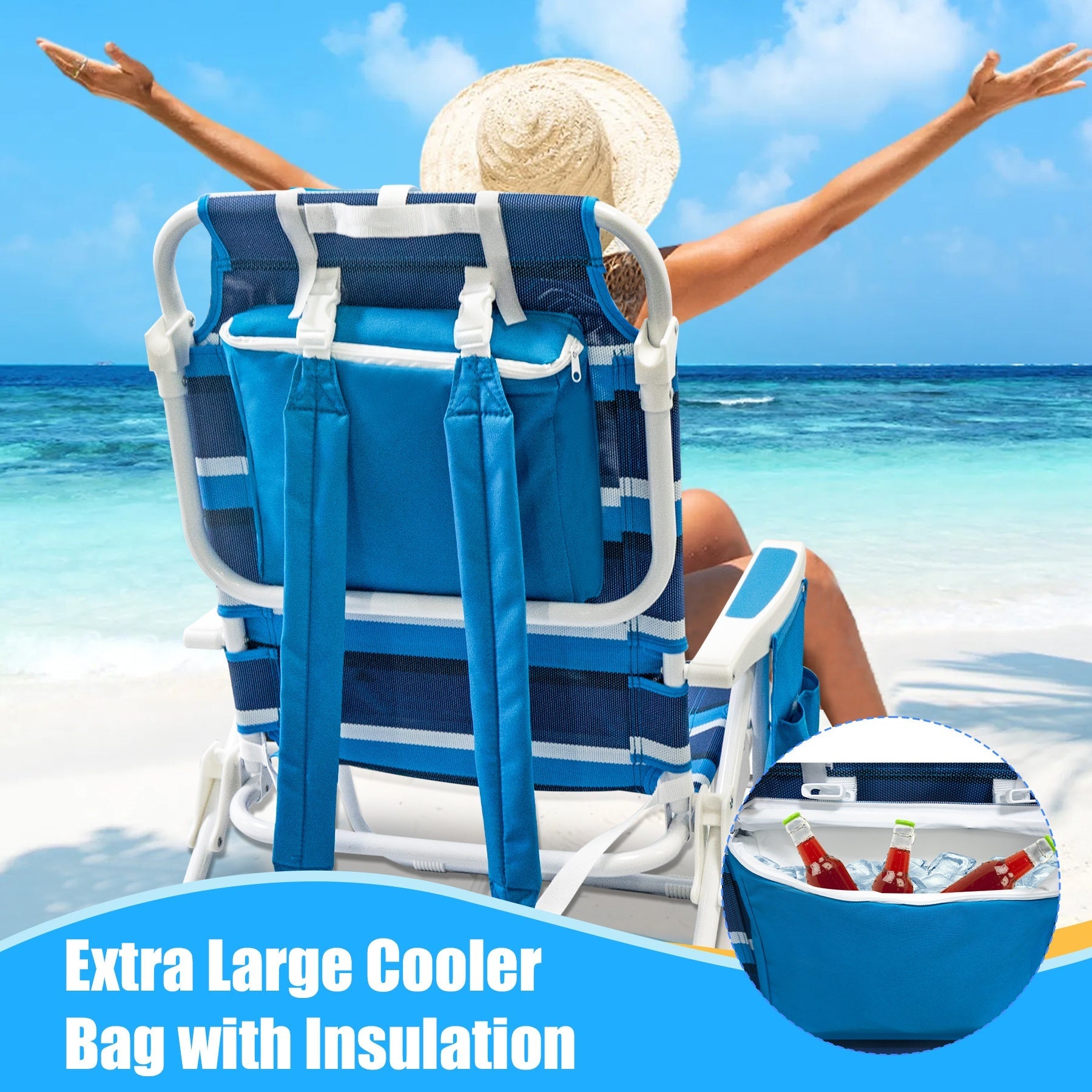 Foldable Beach Lounge Chairs with Backrest (2pcs) 4 Foldable Beach Lounge Chairs with Backrest (2pcs) - immagine 4