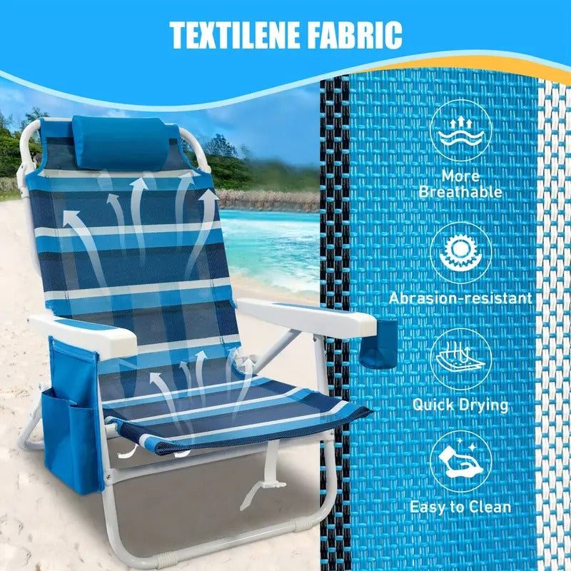 Foldable Beach Lounge Chairs with Backrest (2pcs) 3 Foldable Beach Lounge Chairs with Backrest (2pcs) - immagine 3